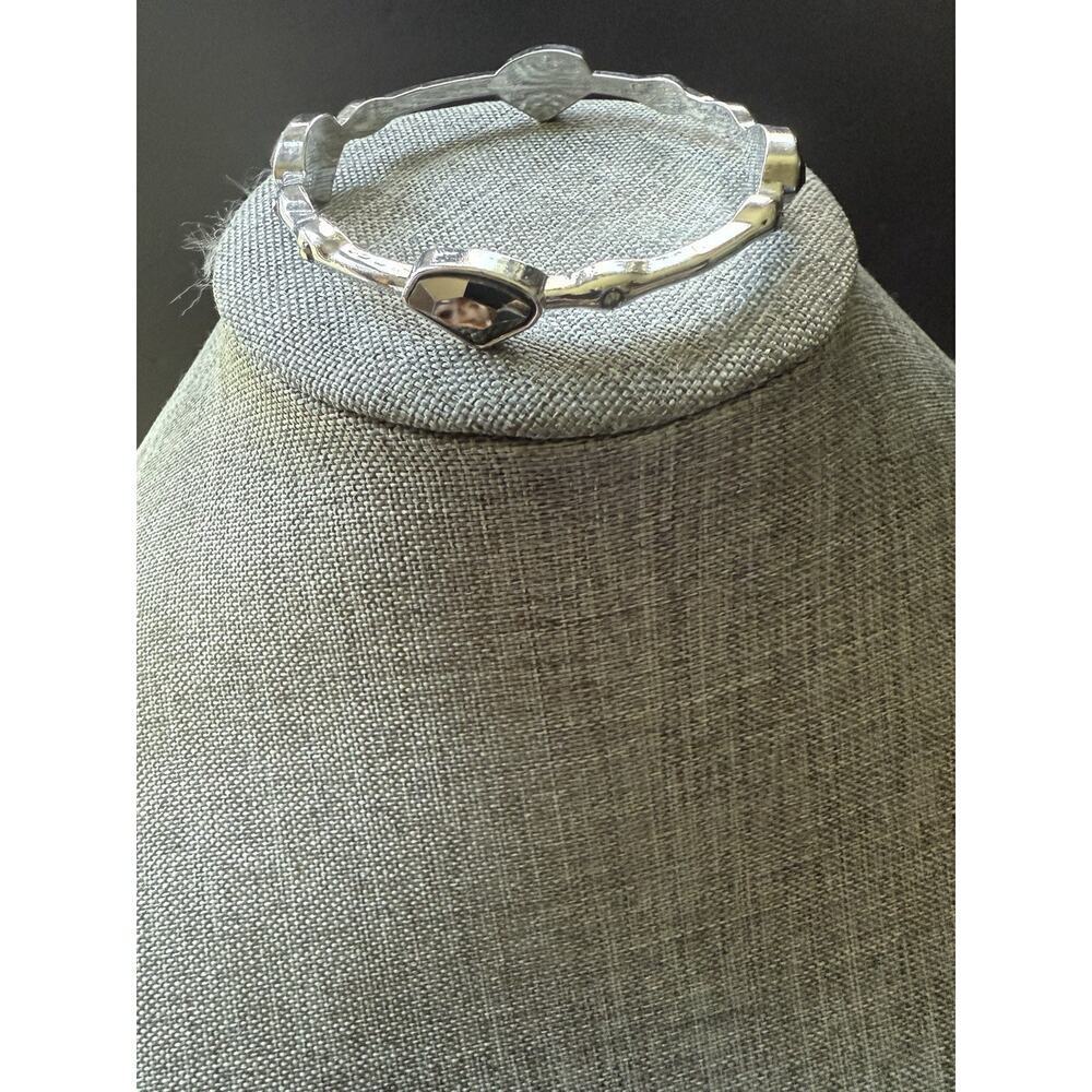 Bangle Bracelet Silver Tone Geometric Crystal Stackable Career Cocktail Capsule